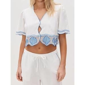 NEW RAILS venice short sleeve top in white